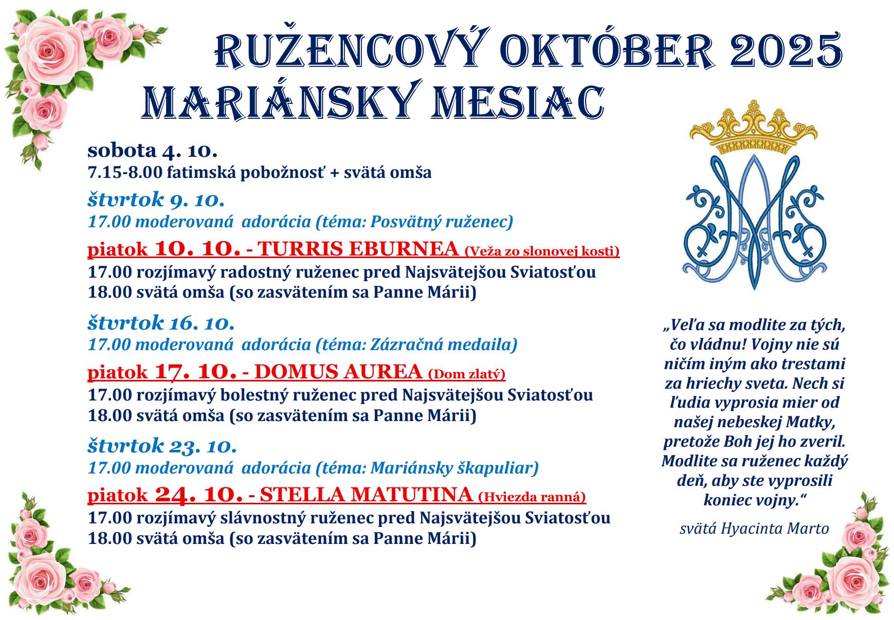 Mariansky mesiac 2025 obr